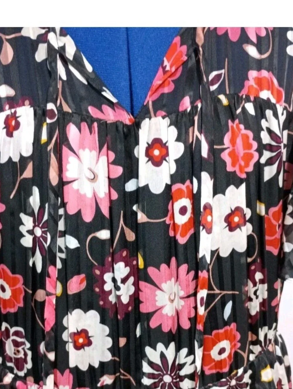 kate spade Floral Tiered Dress in Black, Pink & White